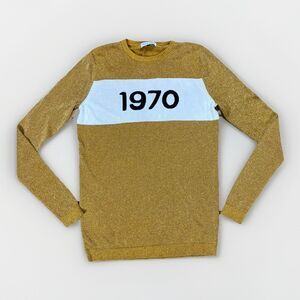 Bella Freud 1970 Metallic Gold Sparkle Lurex Knit Sweater Women’s Small